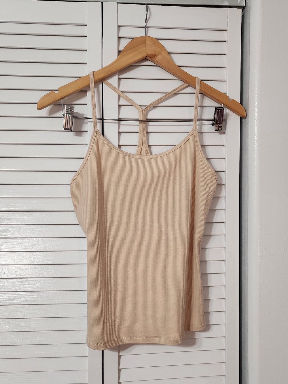 Tan Halter Top Scoop Neck Spaghetti Strap Tank Top - Women Ribbed Fitted